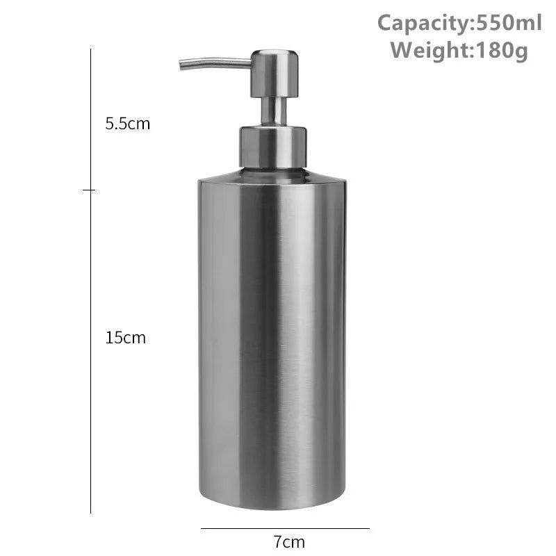 Liquid soap dispenser bottle gel bottle 304 stainless steel Lotion Pump Hand Soap Kitchen Bathroom Dispenser 250ml/350ml/550ml