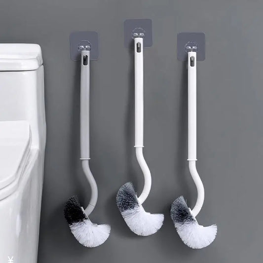 Bathroom Wall-mounted S-type Toilet Curve Brush Bent Head Corner Gap Brush Soft Hair Household Items Cleaning Tools Accessories