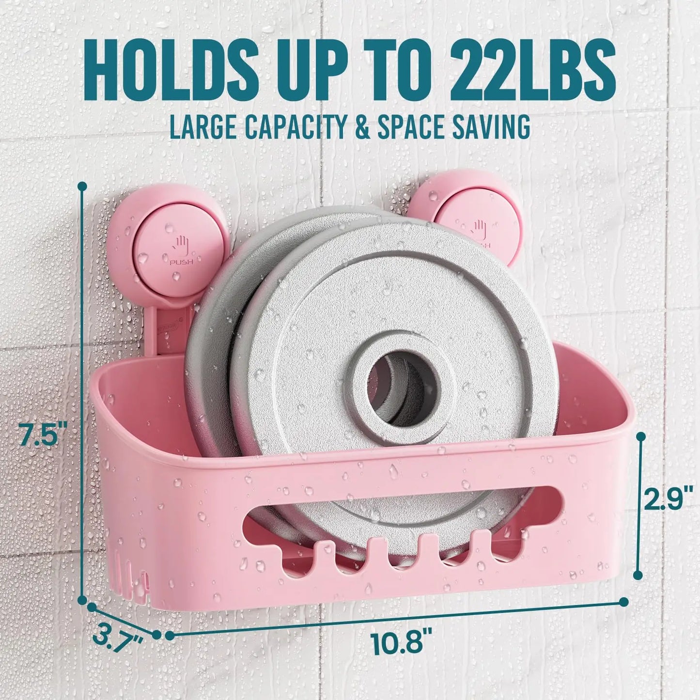 TAILI Shower Caddy Suction Cup Shower Shelf Suction Shower Basket Removable Powerful Shower Organizer Suction Bathroom Caddy