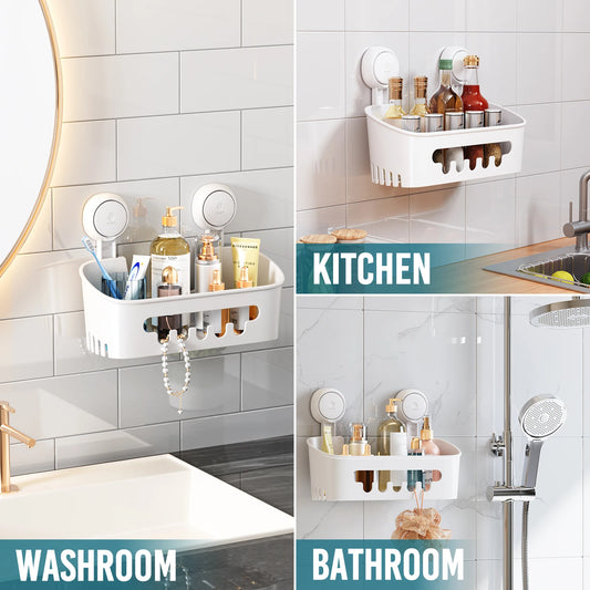 TAILI Shower Caddy Suction Cup Shower Shelf Suction Shower Basket Removable Powerful Shower Organizer Suction Bathroom Caddy