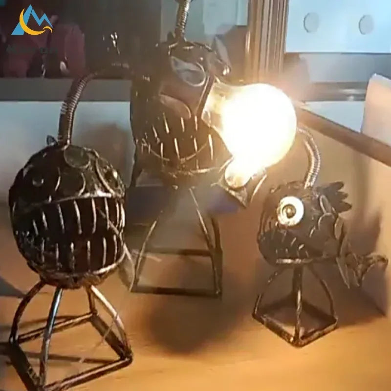 Modern Lantern Fish LED Table Lamps Bedroom Study Bedside Deep-sea Fish Desk Lamps Living Room Decor Pipa Fish Small Floor Lamp