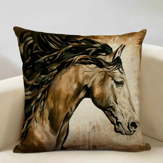 Farm Animals Horse Cushion Cover 45x45cm Linen Pillow Case Luxury Home Sofa Decoration Pillowcase Double-sided Printing