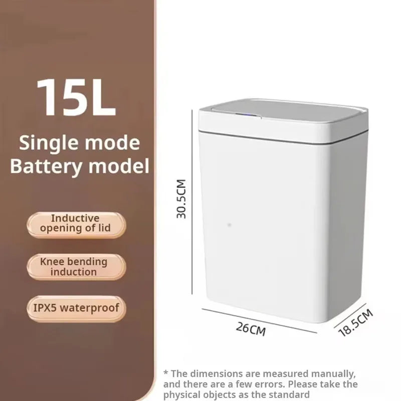 2025 New 15L Smart Trash Can Automatic Touchless Smart Sensor Sensing Trash Can Waterproof Bathroom Kitchen Bedroom Trash Can.