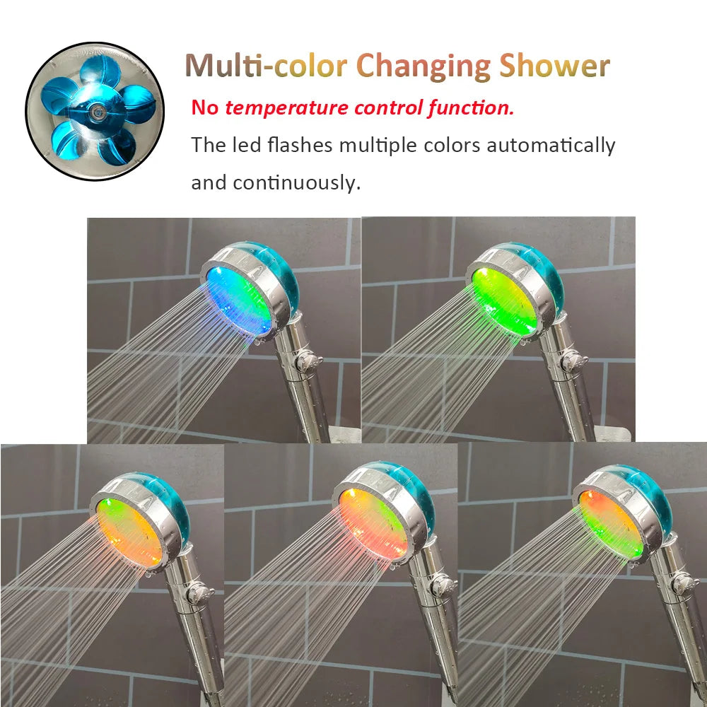 High Pressure Led Shower Head One Key Stop Button Digital Display Screen Black Handheld Shower Temperature Sensor Shower Head