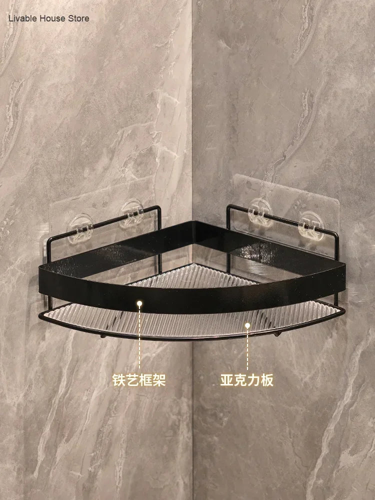 Gold Bathroom Storage Rack non punching tripod Wall Mounted Storage holder Shampoo shower gel storage rack Bathroom Accessories