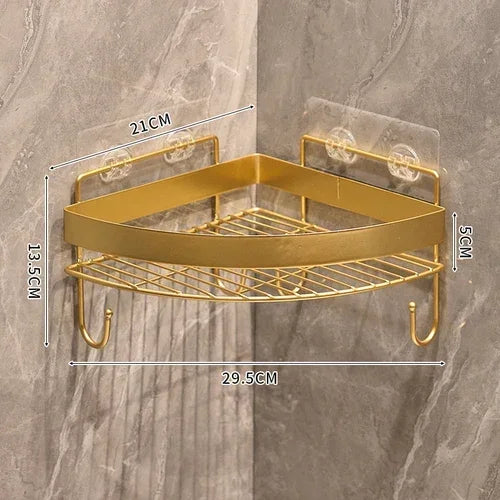 Gold Bathroom Storage Rack non punching tripod Wall Mounted Storage holder Shampoo shower gel storage rack Bathroom Accessories