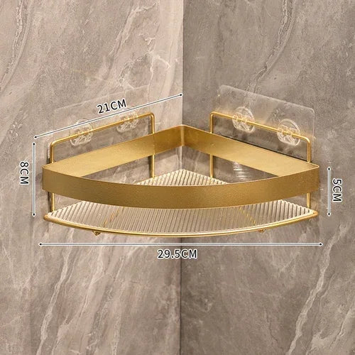 Gold Bathroom Storage Rack non punching tripod Wall Mounted Storage holder Shampoo shower gel storage rack Bathroom Accessories