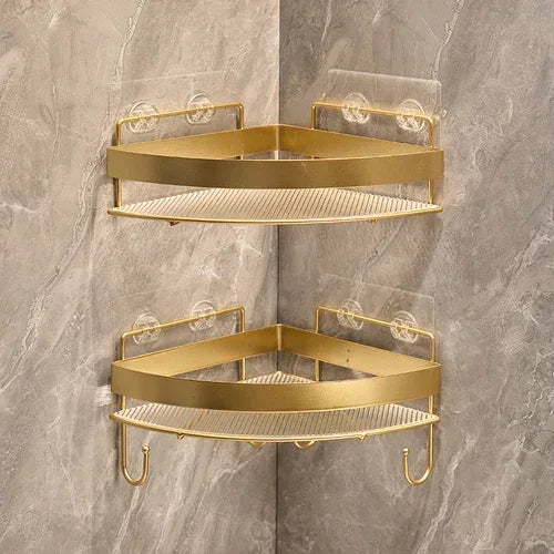 Gold Bathroom Storage Rack non punching tripod Wall Mounted Storage holder Shampoo shower gel storage rack Bathroom Accessories