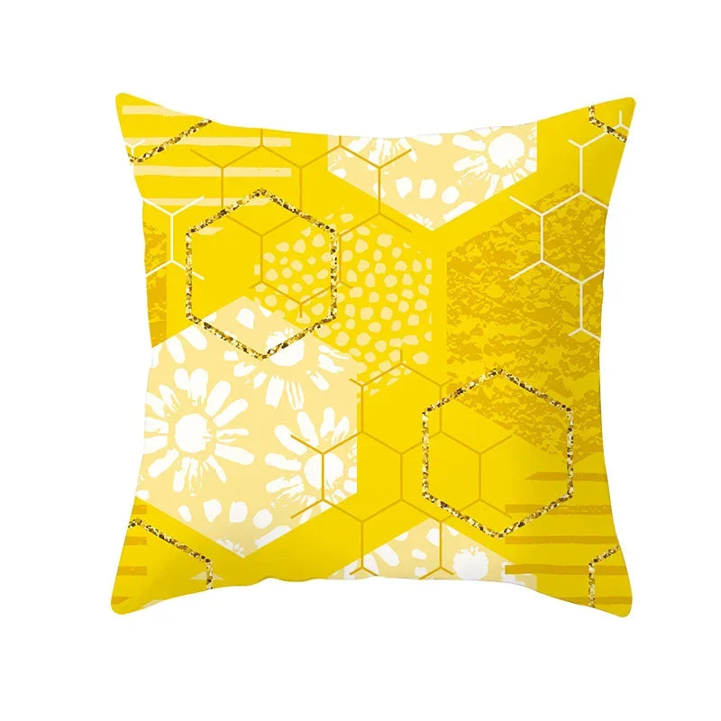 Lemon Pineapple Cushion Cover 45x45cm Summer Yellow Pillow Case Sofa Decoration Pillow Cover Geometric Striped Throw Pillowcase