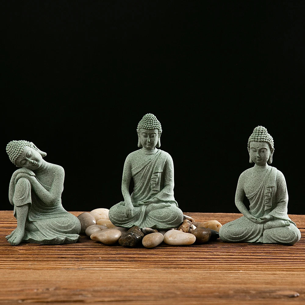 【Small Size】Buddha Statue Fish Tank Decoration Mini Buddhism Figurine Desk Topper Tablescape Decor Home Zen Statue