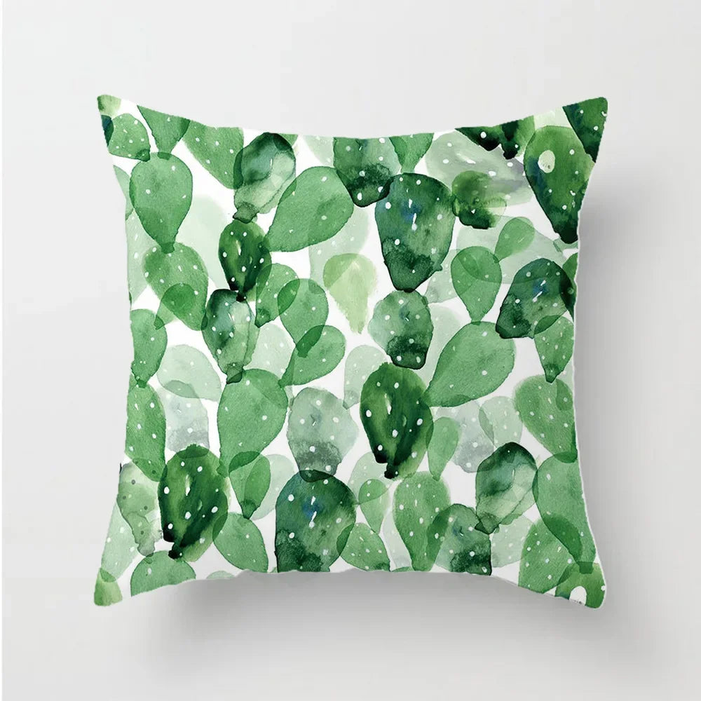 Tropical Cactus Tree Summer Flower Pattern Polyester Pad Home Decoration Car Sofa Throwing Pillow 40829