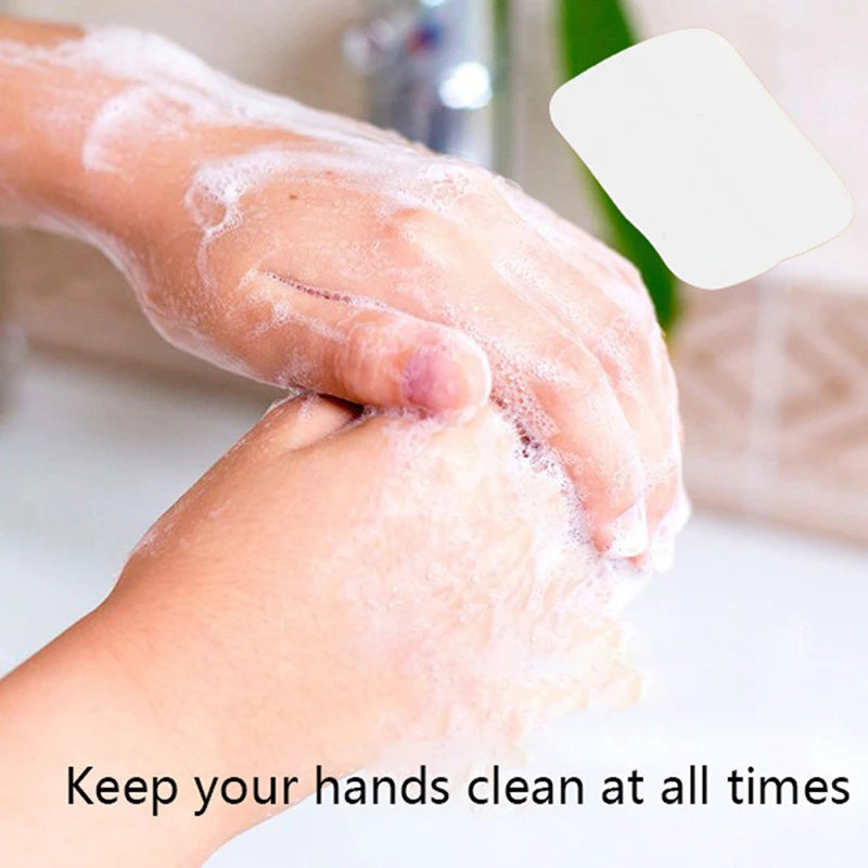 40/60/100 Pcs Soap Paper Portable Hand Washing Slice Sheets Bath Travel Scented Foaming Soap Bath Clean Soap Tablets Bathroom