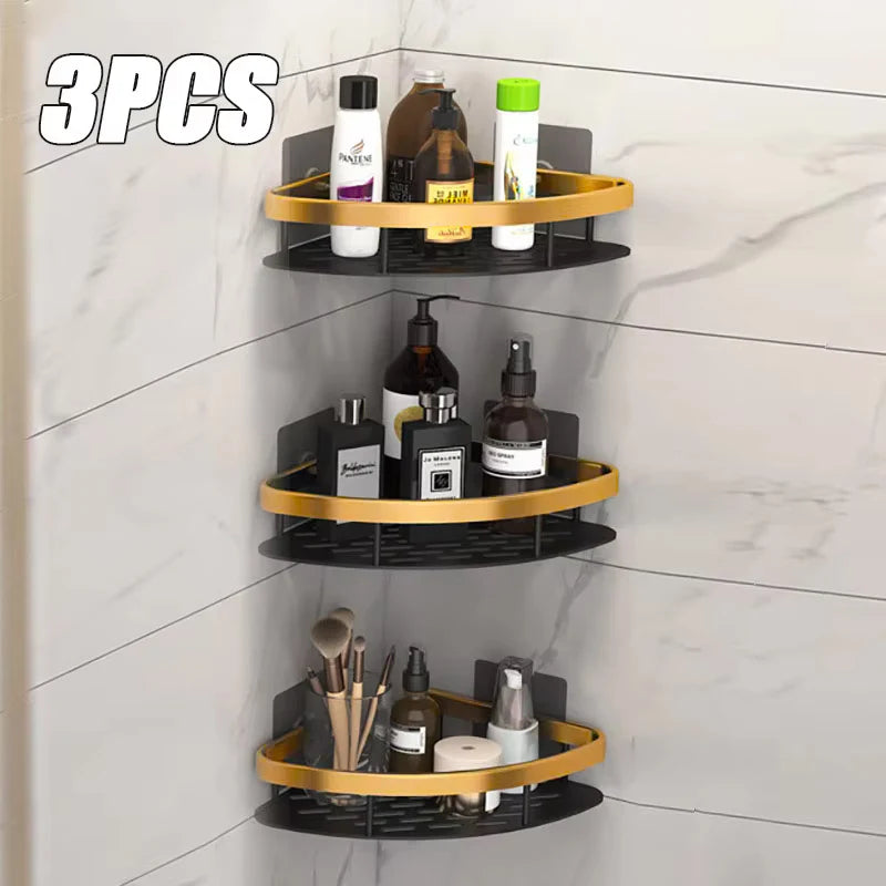 Non perforated Bathroom Shelf Floating Shelf for Wall Shelves Shower Hardware Bathroom Corner Shelf wall storage rack