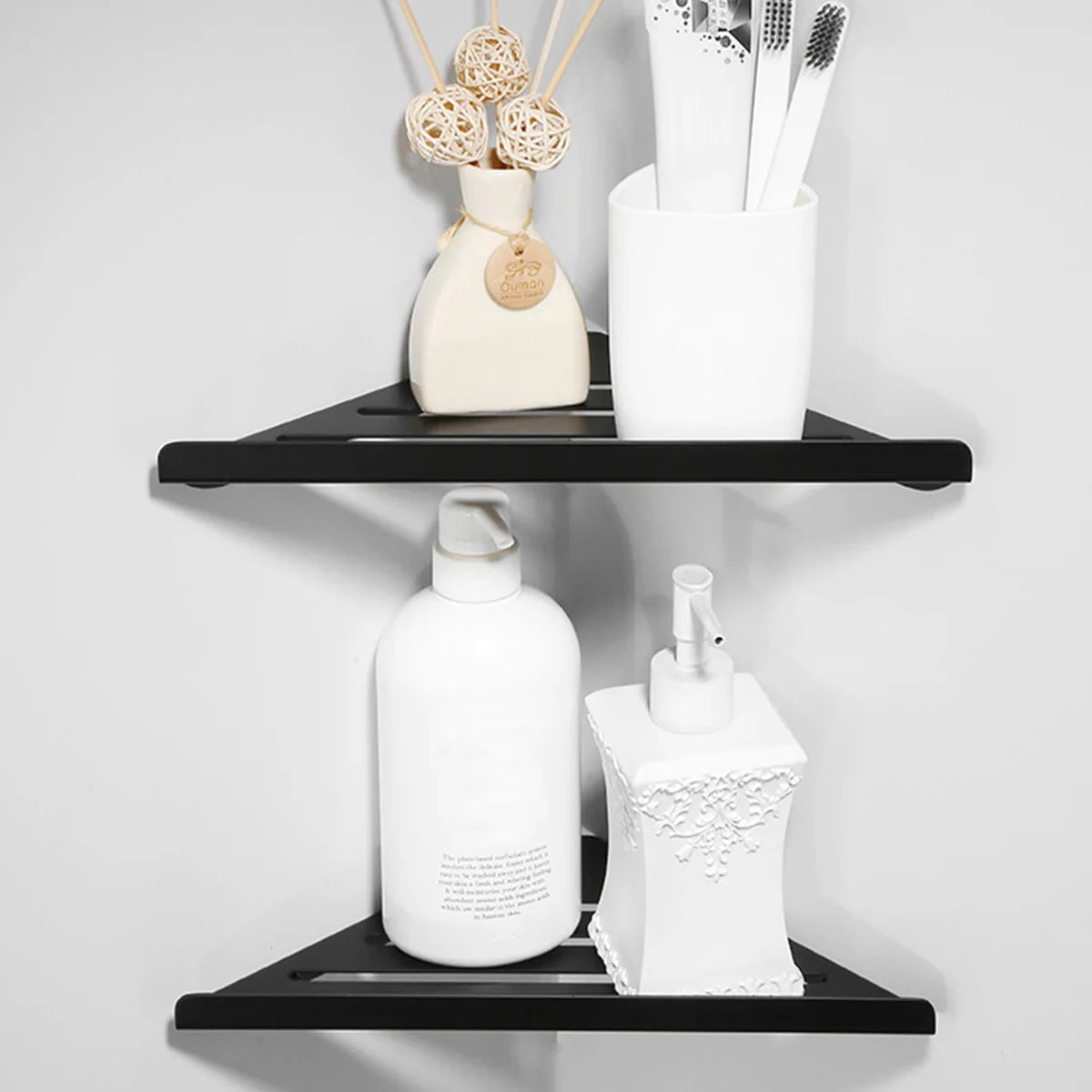Bathroom Shelves Wall Mount Shower Corner Shelf No-drill 304 Stainless Steel Corner Storage Shampoo Body Wash Organizer