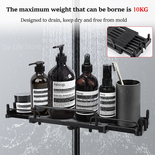 Extendable Shower Shelf Bathroom Shelf Without Drilling Shampoo Tray Shower Storage Holder Bathroom Accessories