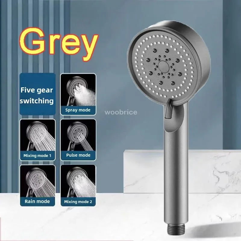 Bathroom Sink Faucet Head of A Shower High Pressure 5 Modes Adjustable with Hose Water Saving One-Key Stop Bathroom Accessories