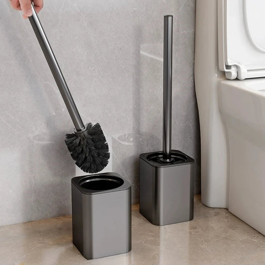 Luxury Toilet Brush Metal Shell Wall-Mounted Toilet Brush Holder No Dead Angle Home Cleaning Tools Bathroom Accessories