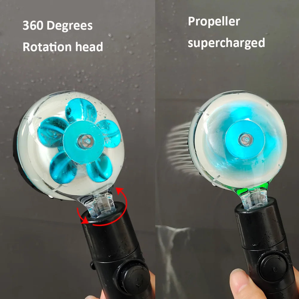 High Pressure Led Shower Head One Key Stop Button Digital Display Screen Black Handheld Shower Temperature Sensor Shower Head