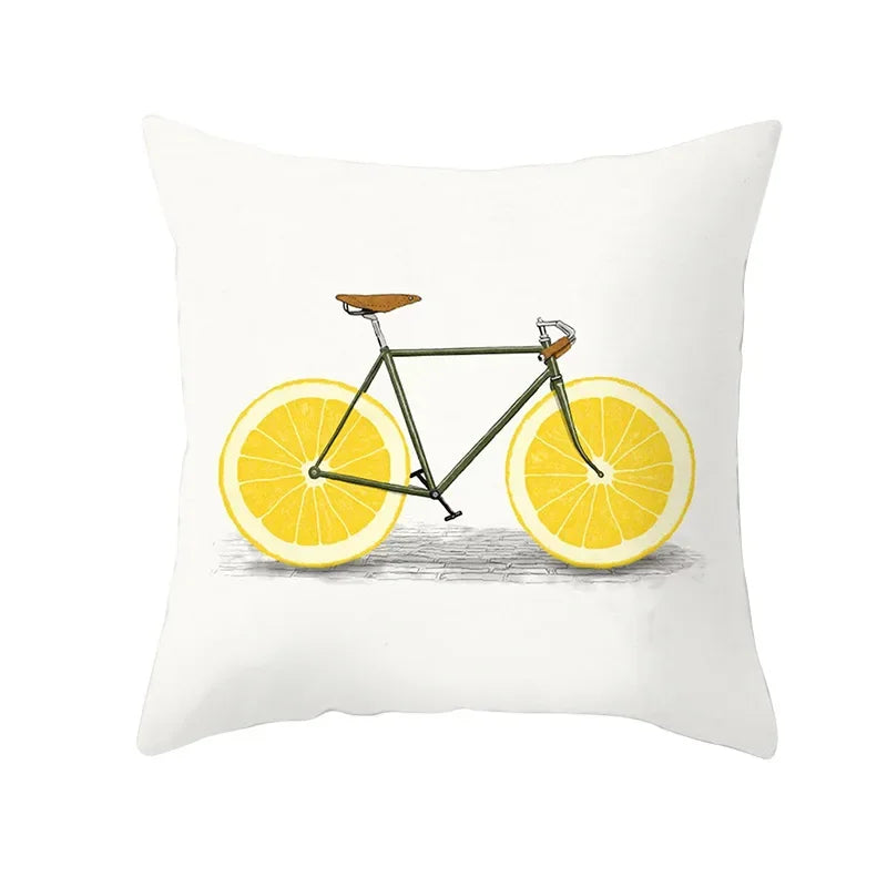 Lemon Pineapple Cushion Cover 45x45cm Summer Yellow Pillow Case Sofa Decoration Pillow Cover Geometric Striped Throw Pillowcase