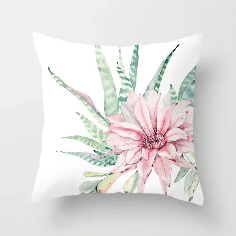 Tropical Cactus Tree Summer Flower Pattern Polyester Pad Home Decoration Car Sofa Throwing Pillow 40829