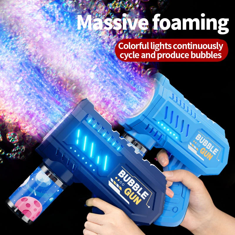 One Pack Of Children's 10 Launcher Handheld Portable Electric Automatic Bubble Gun LED Light For Boys And Girls