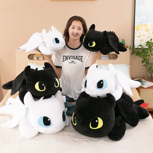 Large Toothless Dragon Plush Body Pillow Cute Cartoon Dragon Soft Decorative Stuffed Body Pillow Anime Sleeping Back Cushion