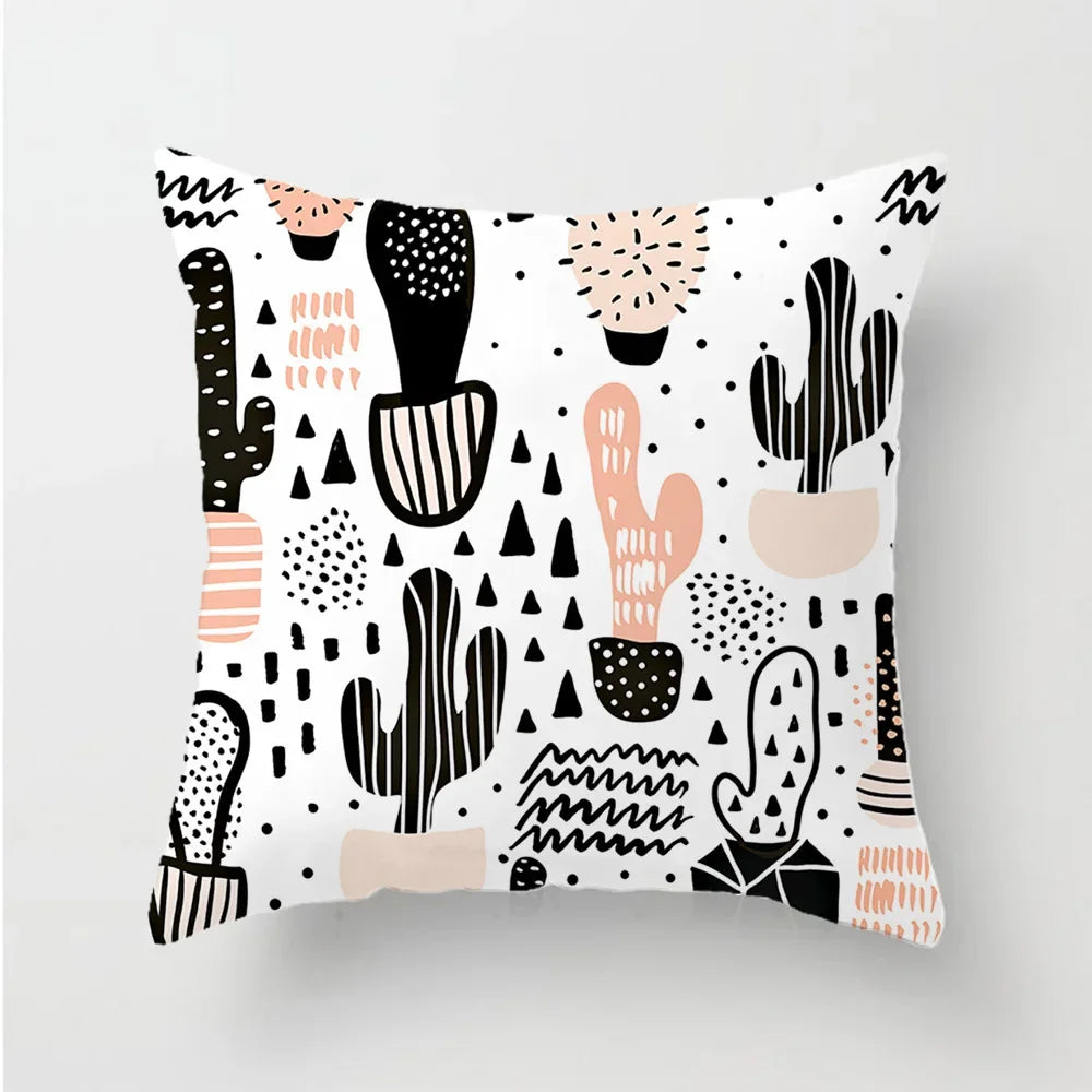 Tropical Cactus Tree Summer Flower Pattern Polyester Pad Home Decoration Car Sofa Throwing Pillow 40829