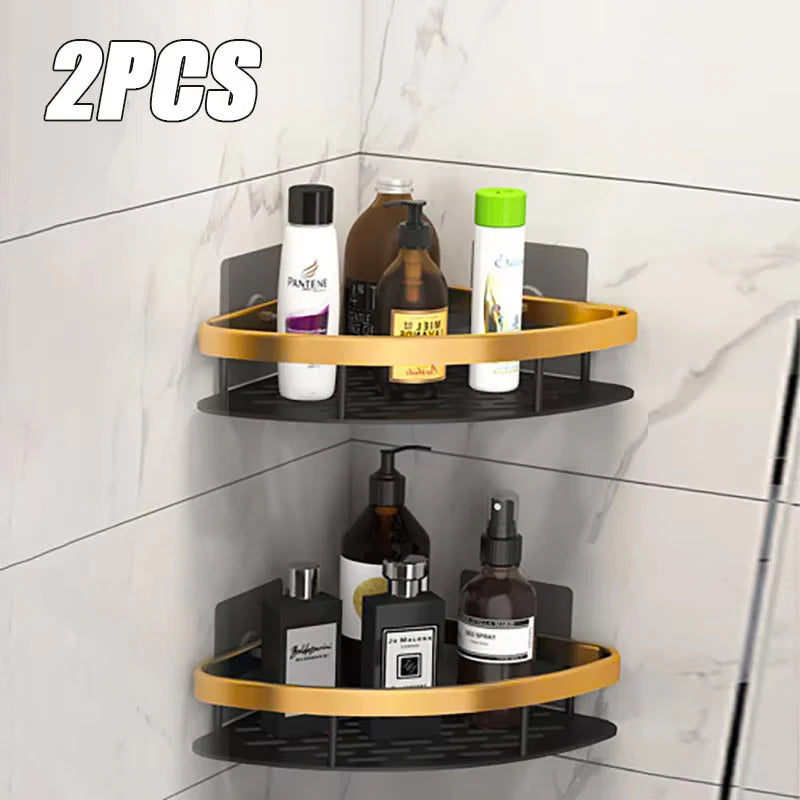 Non perforated Bathroom Shelf Floating Shelf for Wall Shelves Shower Hardware Bathroom Corner Shelf wall storage rack
