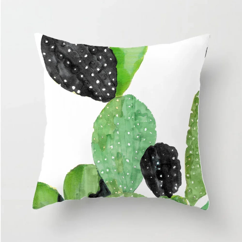 Tropical Cactus Tree Summer Flower Pattern Polyester Pad Home Decoration Car Sofa Throwing Pillow 40829