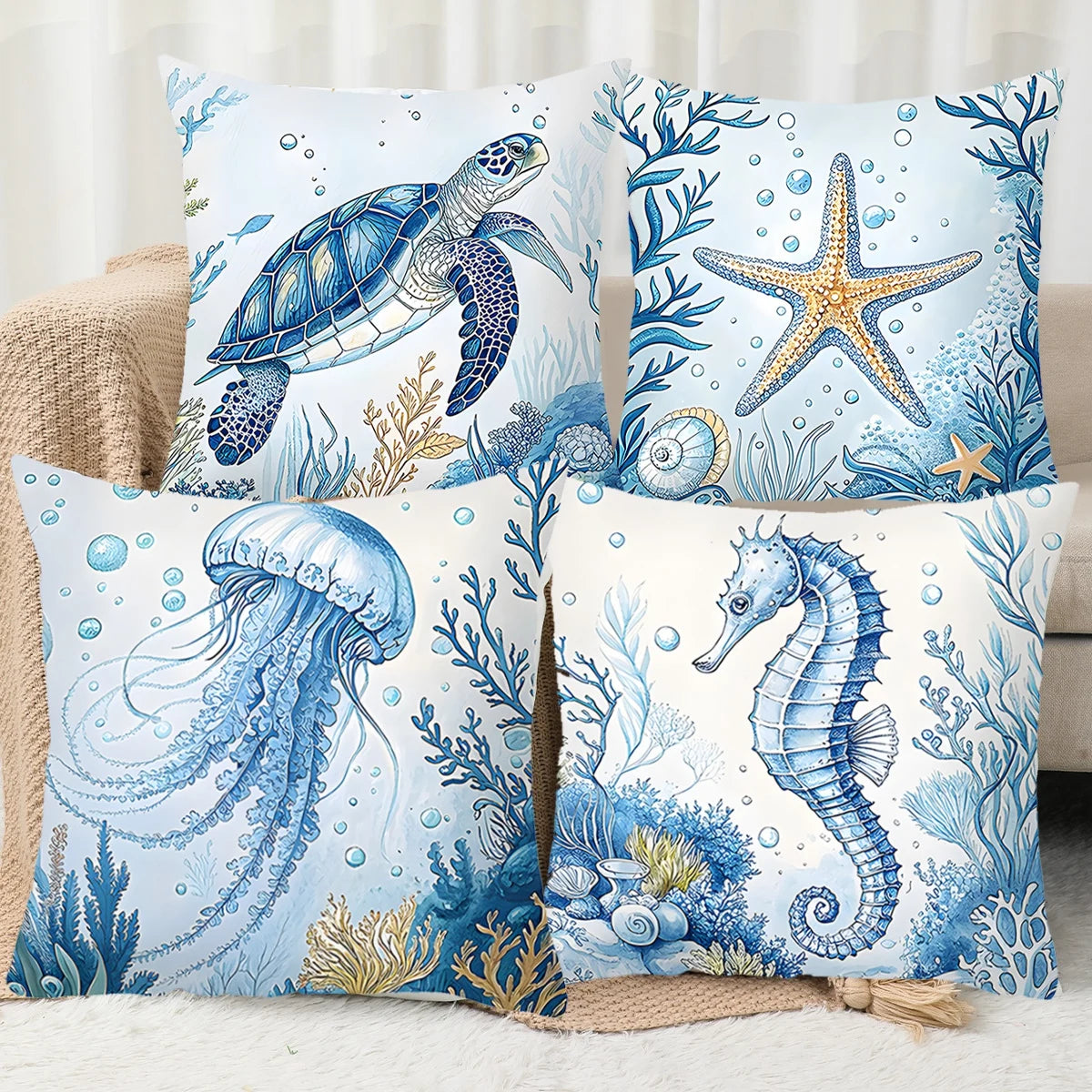 4pcs 45x45cm Summer Sunflower Butterfly Pillow Case Summer Flower Cushion Cover For Family Home Sofa Summer Decoration