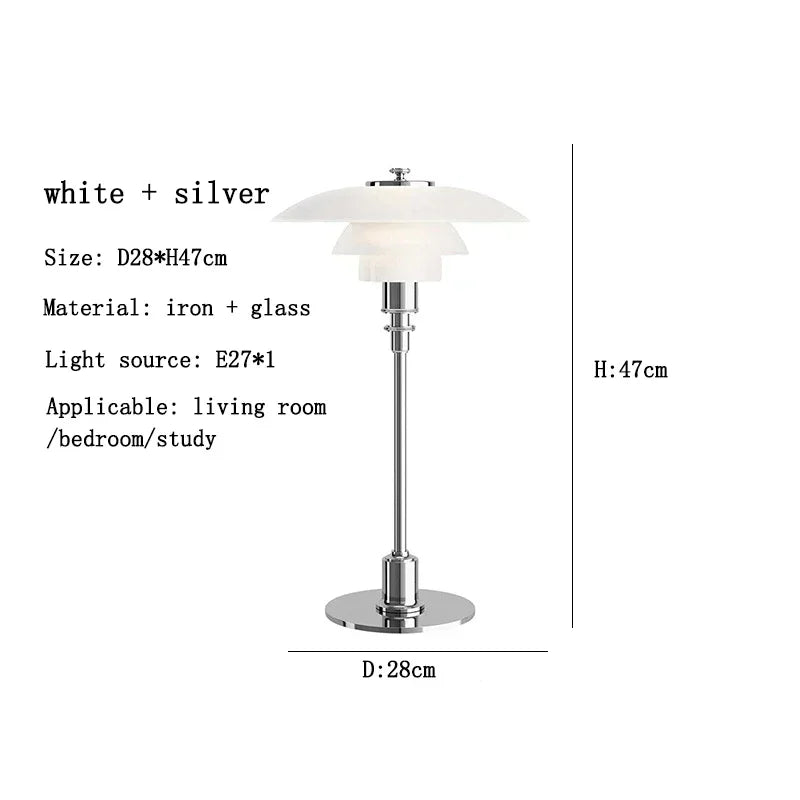 Danish Designer Glass Reading Table Lamp Nordic Modern Living Room Study Home Decor Silver Simple Art High-end Bedside Light LED