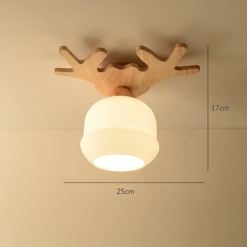 Modern Glass Ceiling Lamp Wooden Milk Glass Ceiling Lamp Metal Frame for Living Room Bedroom Dining Room Kitchen Hallway Foyer