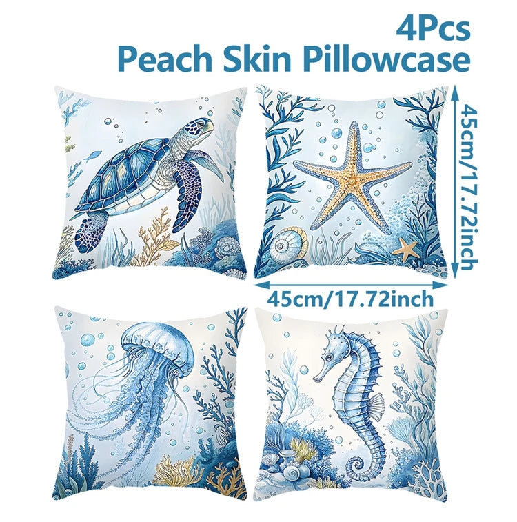 4pcs 45x45cm Summer Sunflower Butterfly Pillow Case Summer Flower Cushion Cover For Family Home Sofa Summer Decoration