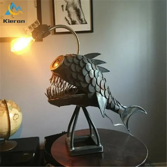 Modern Lantern Fish LED Table Lamps Bedroom Study Bedside Deep-sea Fish Desk Lamps Living Room Decor Pipa Fish Small Floor Lamp