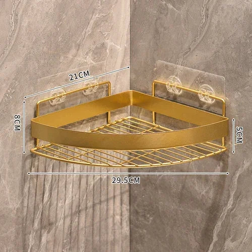 Gold Bathroom Storage Rack non punching tripod Wall Mounted Storage holder Shampoo shower gel storage rack Bathroom Accessories