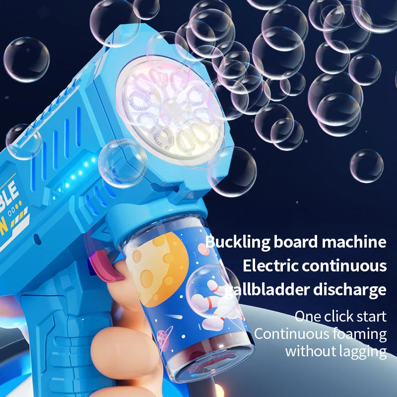 One Pack Of Children's 10 Launcher Handheld Portable Electric Automatic Bubble Gun LED Light For Boys And Girls