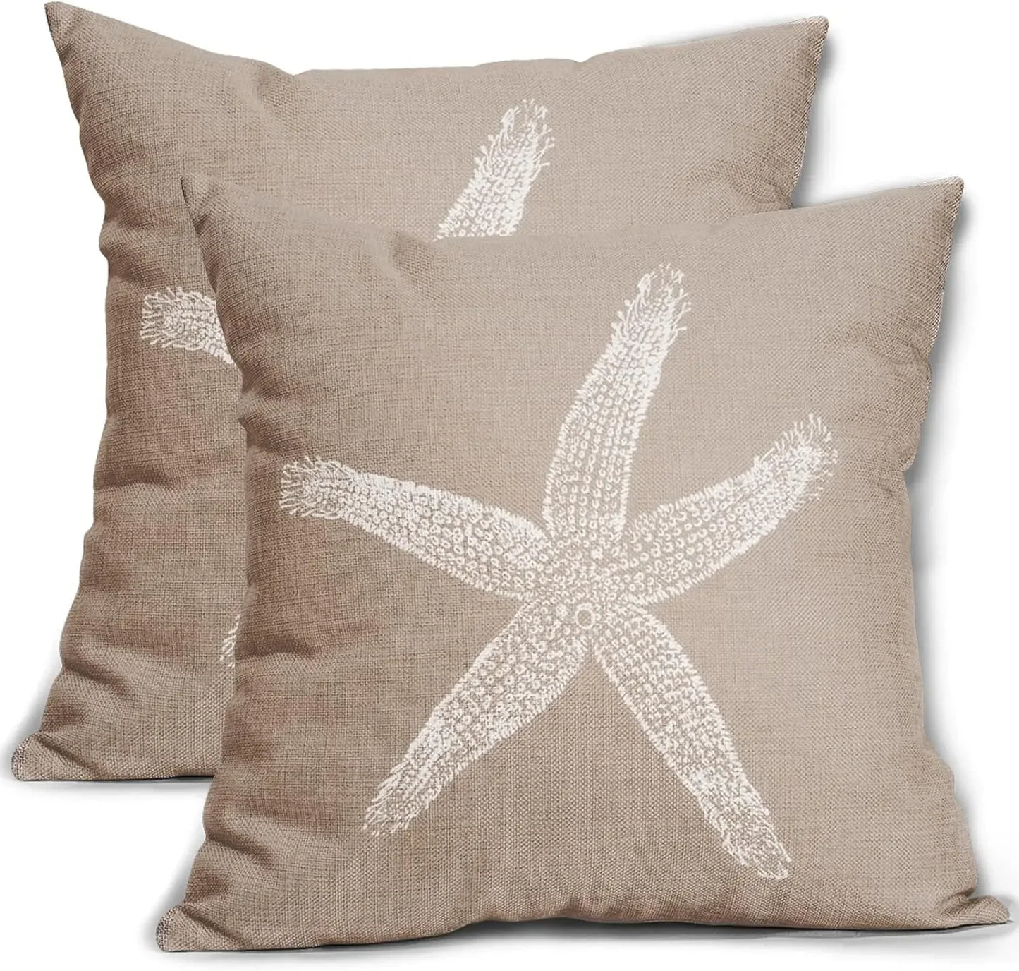 2 Pcs Navy Blue Starfish Pillow Covers 18X18 Inch Coastal Beachy Nautical Beach Decorative Pillowcases Linen Square Cushion Case