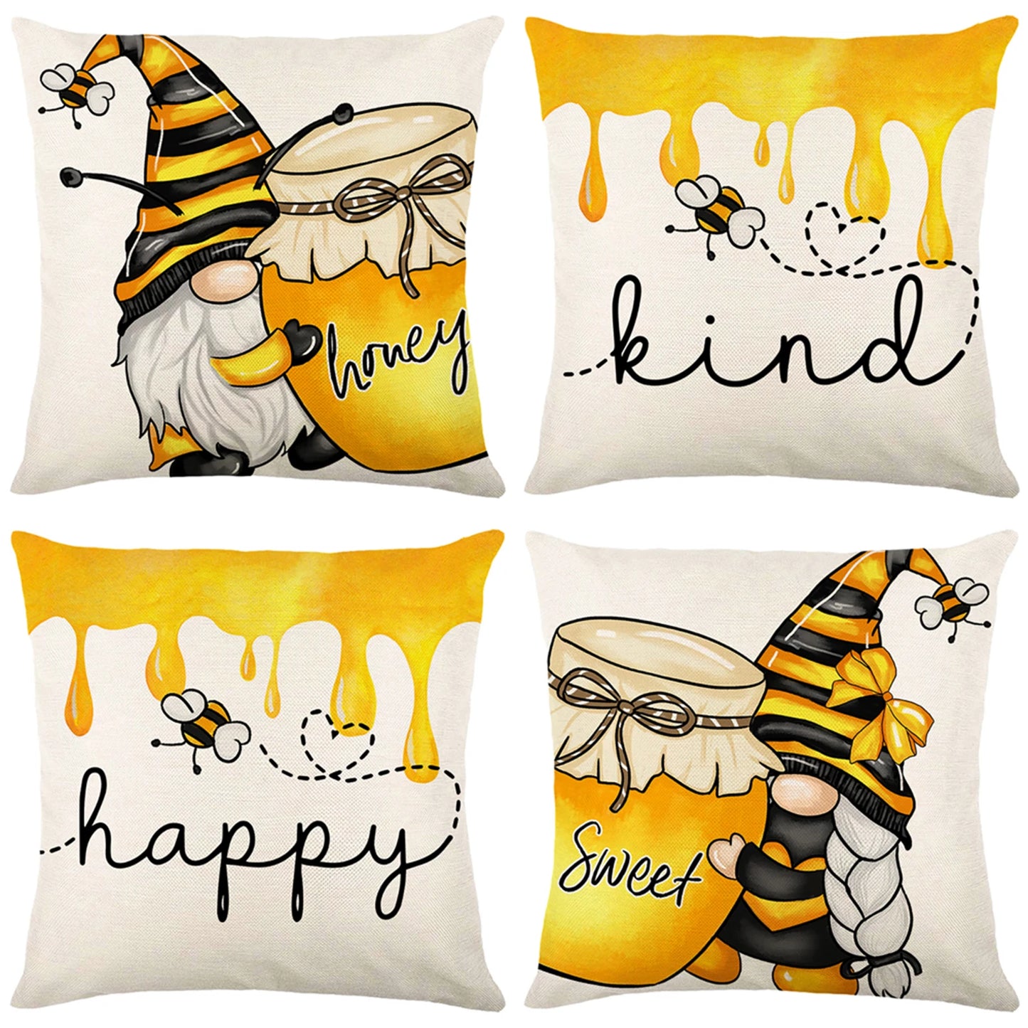 4Pcs Floral Throw Pillow Cases Square Linen Waist Protection Cushion Cover Bed Sofa Pillow Covers Home Decor Pillowcases 45x45CM