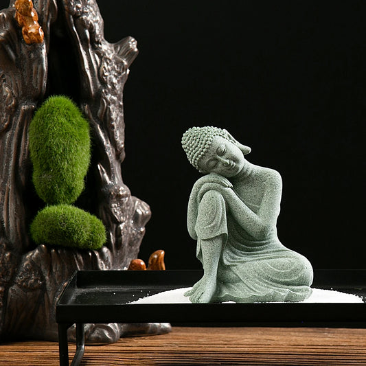 【Small Size】Buddha Statue Fish Tank Decoration Mini Buddhism Figurine Desk Topper Tablescape Decor Home Zen Statue