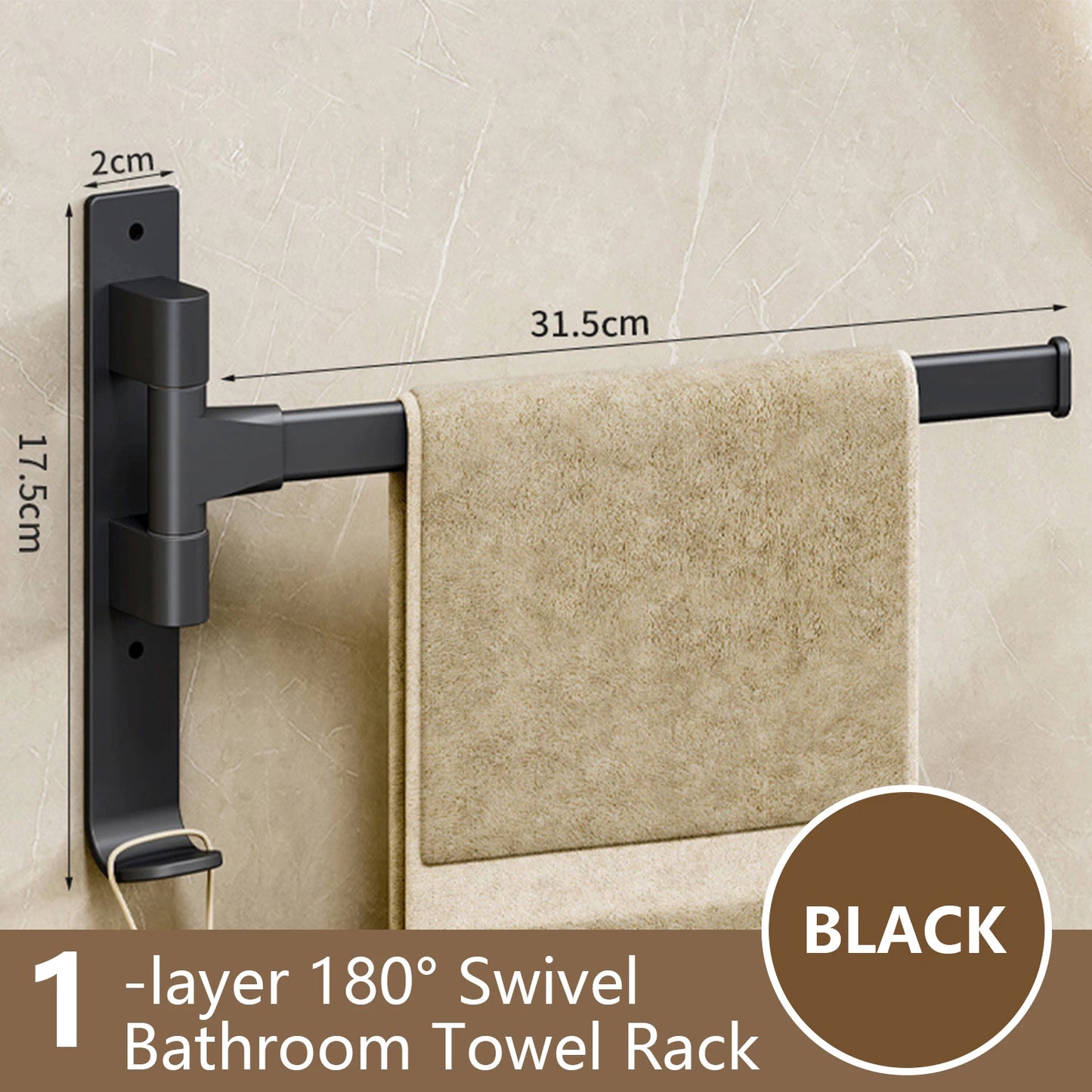 Bathroom Towel Rack Rotatable Towel Holder Space Aluminum 1/2/3/4/5-Bar Towel Hanger Kitchen Kitchen Hanging Wall Mounted