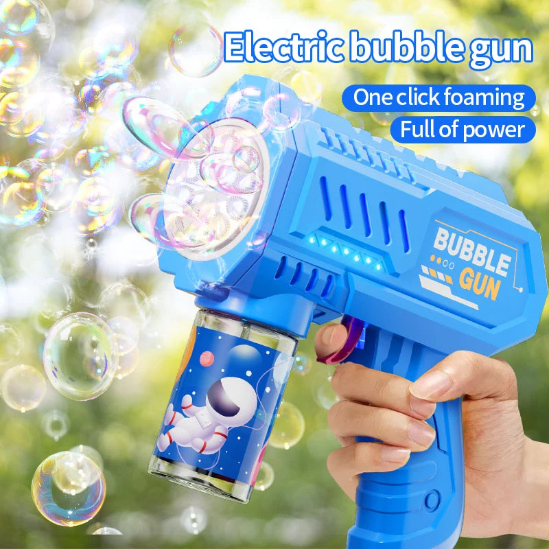 One Pack Of Children's 10 Launcher Handheld Portable Electric Automatic Bubble Gun LED Light For Boys And Girls