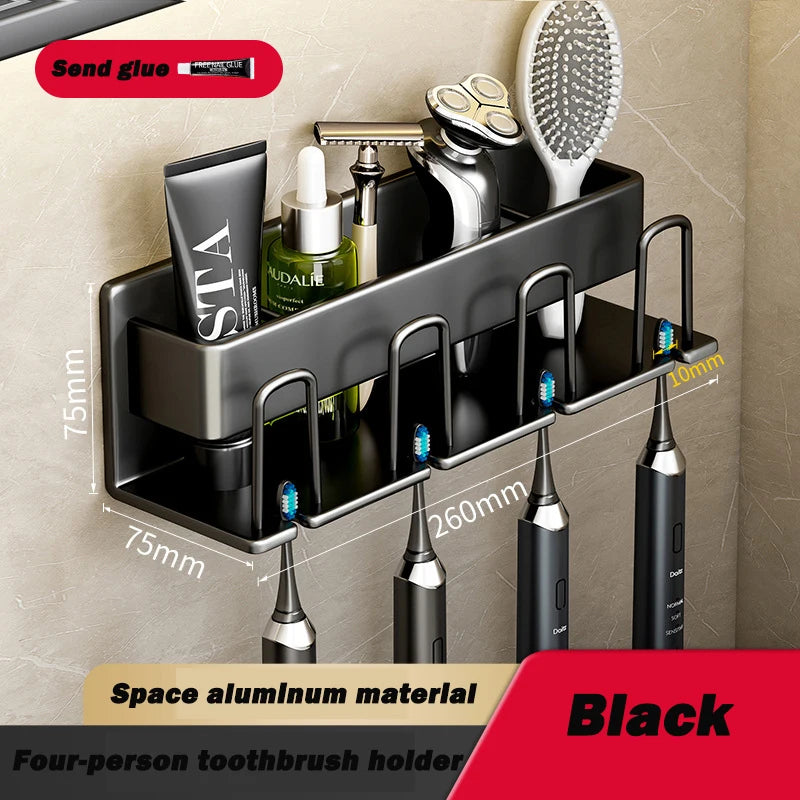 1pc Metal Toothbrush Storage Rack Wall-mounted U-shaped Card Slot Electric Toothbrush Holder Razor Cup Shelf Bathroom Organizer