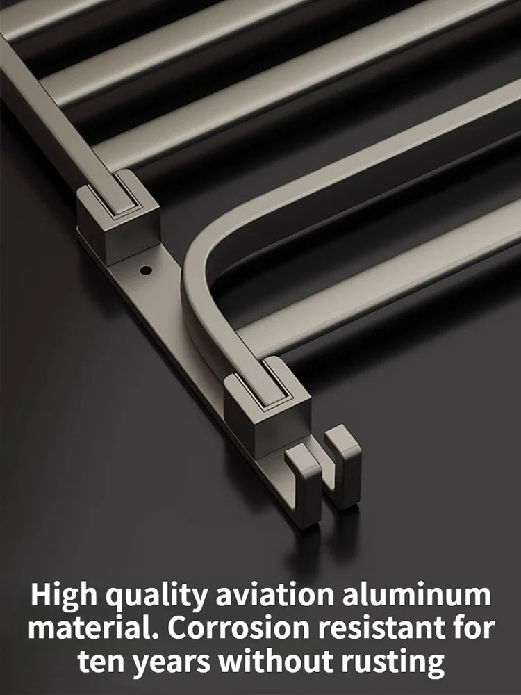Upgrade And Thicken Grey/Black 50CM-60CM Folding Aluminum Towel Rack Holder With Hook Towel Holder