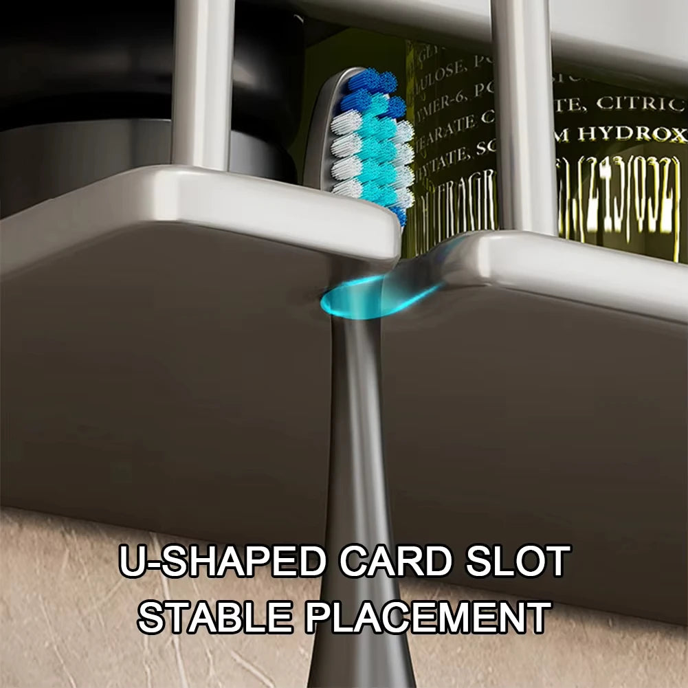 1pc Metal Toothbrush Storage Rack Wall-mounted U-shaped Card Slot Electric Toothbrush Holder Razor Cup Shelf Bathroom Organizer