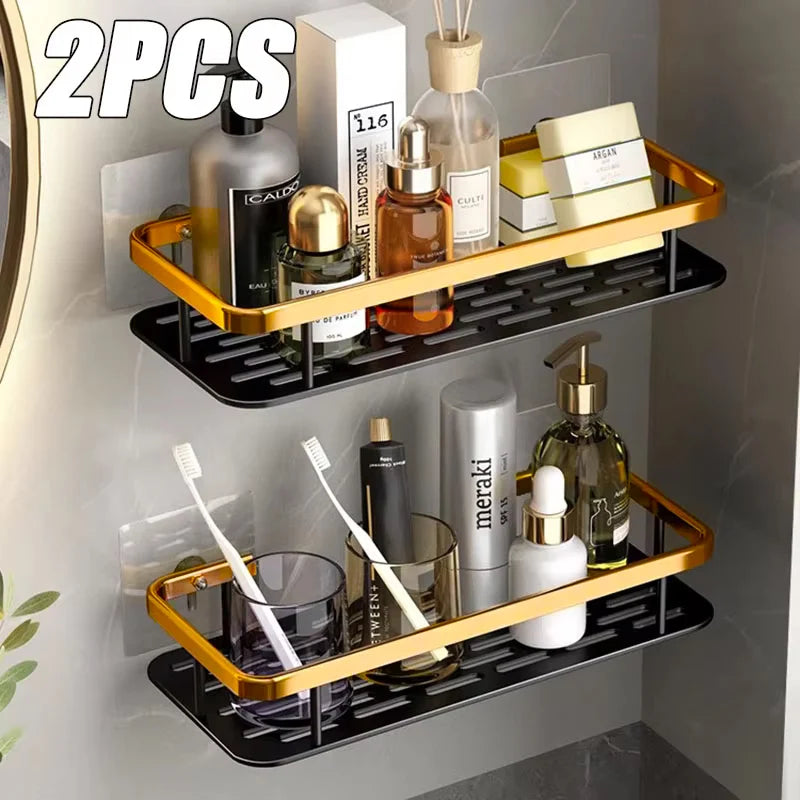Non perforated Bathroom Shelf Floating Shelf for Wall Shelves Shower Hardware Bathroom Corner Shelf wall storage rack