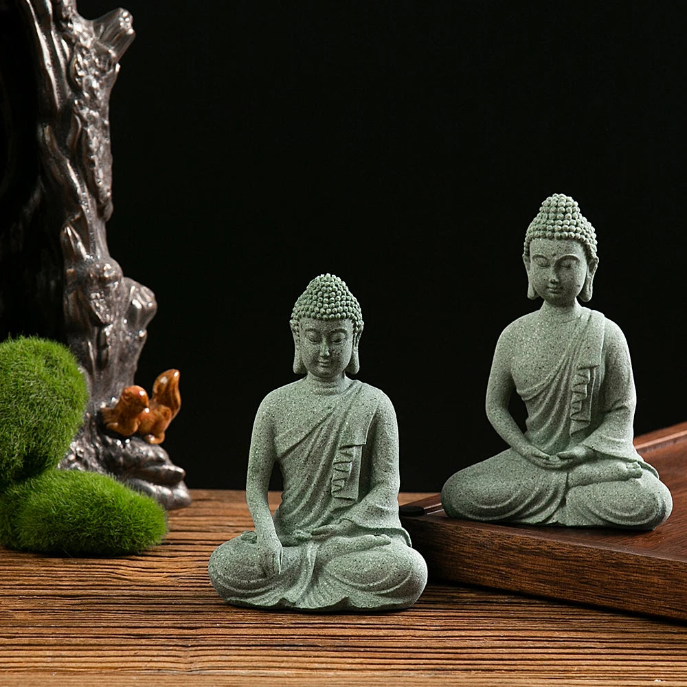 【Small Size】Buddha Statue Fish Tank Decoration Mini Buddhism Figurine Desk Topper Tablescape Decor Home Zen Statue