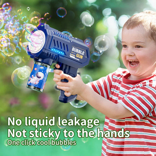 One Pack Of Children's 10 Launcher Handheld Portable Electric Automatic Bubble Gun LED Light For Boys And Girls