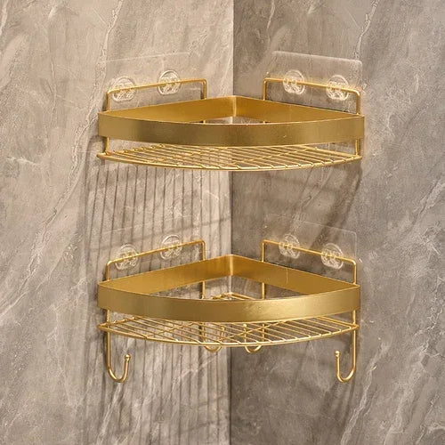 Gold Bathroom Storage Rack non punching tripod Wall Mounted Storage holder Shampoo shower gel storage rack Bathroom Accessories