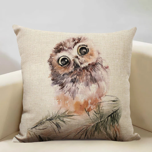 Lovely Animal Owl Cushion Cover 45x45cm Linen Pillow Case Sofa Pillowcase Suitable for All Kinds of Occasions Bar Decoration