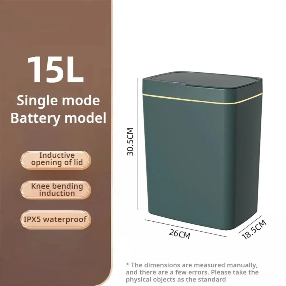 2025 New 15L Smart Trash Can Automatic Touchless Smart Sensor Sensing Trash Can Waterproof Bathroom Kitchen Bedroom Trash Can.